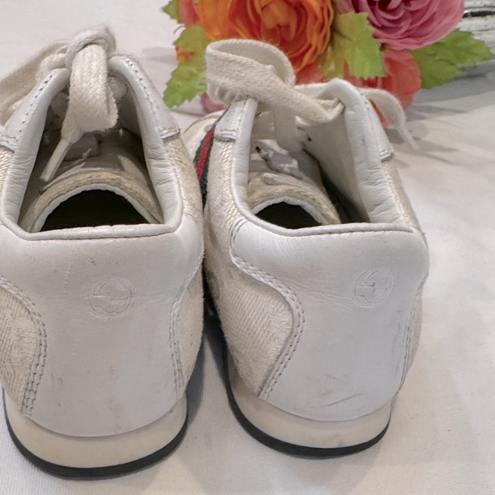 Authentic Toddler White Sneakers with Red and Green Stripes - Picture 4 of 14